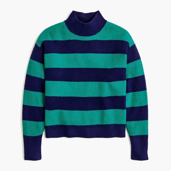 NEW J.Crew Bluesy Rugby Extra-Soft Rugby Stripe Mockneck Sweater 41579 - Picture 1 of 9